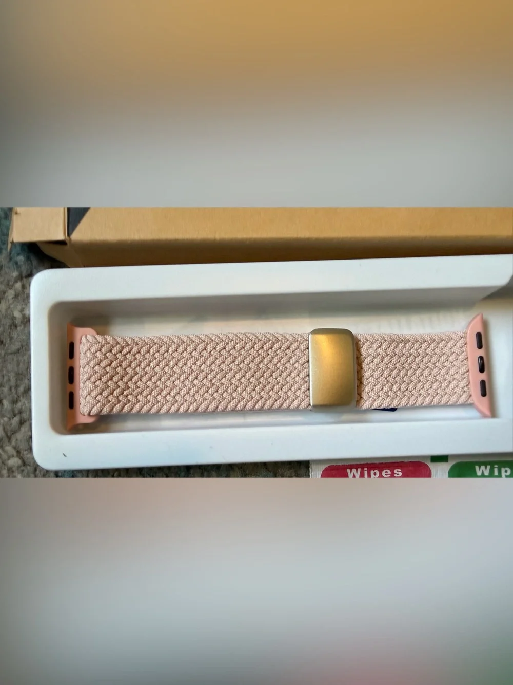 Source Unknown Pink Braided Watch Band with Rhinestone Case